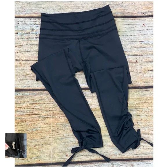 FREE PEOPLE NWOT Black Swerve Tie Ankle Leggings - Picture 2 of 16